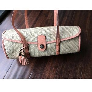 Straw Liz Claiborne Handbag Orange Trim Tassels